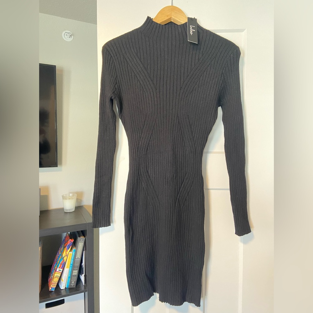 Lulu’s Sweater Dress, size M, black, NWT
